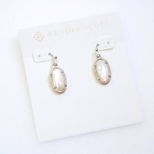Kendra Scott Lee Silver Drop Earrings in Ivory Mother-of-Pearl